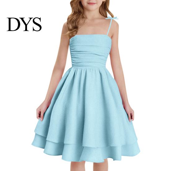 Mädchen Sommerkleid A-Linie Spaghettiträger Festlich Ärmellos Mode Outfit Midi Party Prinzessin für 8-14 Jahre Niedlich Und Süß