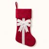 Velvet Christmas with Bows - Fireplace Hanging Stocking Set, 4 Pack Red Green Cream, Christmas Tree Decoration Gift Bags