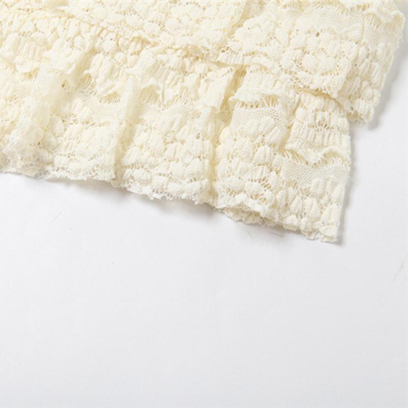 Sladké Nepravidelné Zvlnění Elegantní Šik Sady Žakárová Krajka Stupňovitá Sukně Crop Top Ladící Dámské Oblečení Estetické Roztomilé Vintage Y2k Letní Oblečení