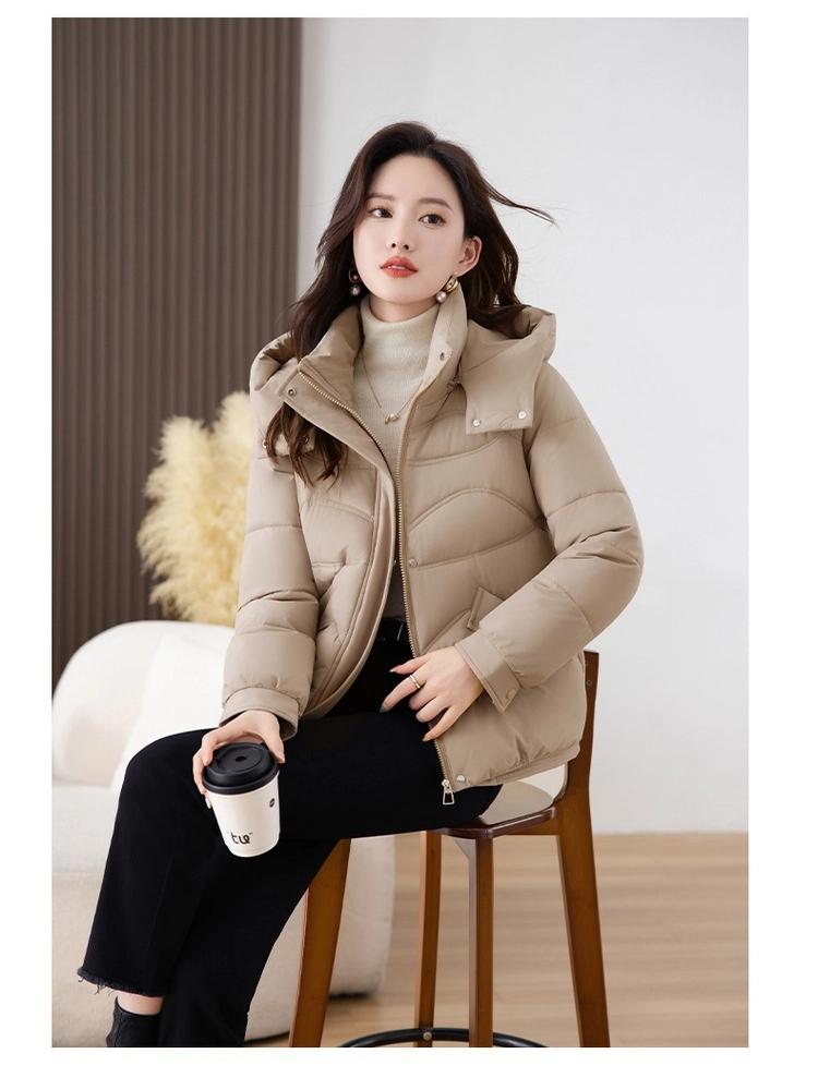 Women’s Short Windproof Thicken Warm Winter Jacket With Detachable Hood