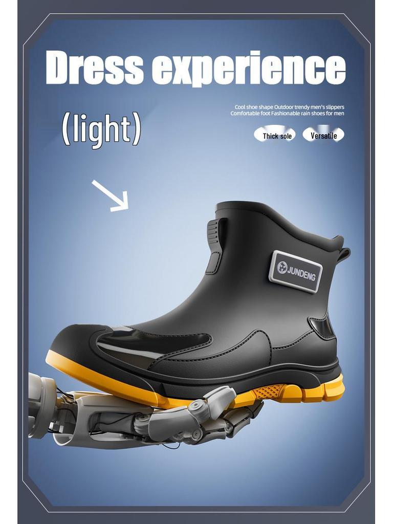Cross-Border Fashion Men's Short Rain Boots - Trendy, Cool, Warm Rubber Wading Shoes for Outdoors