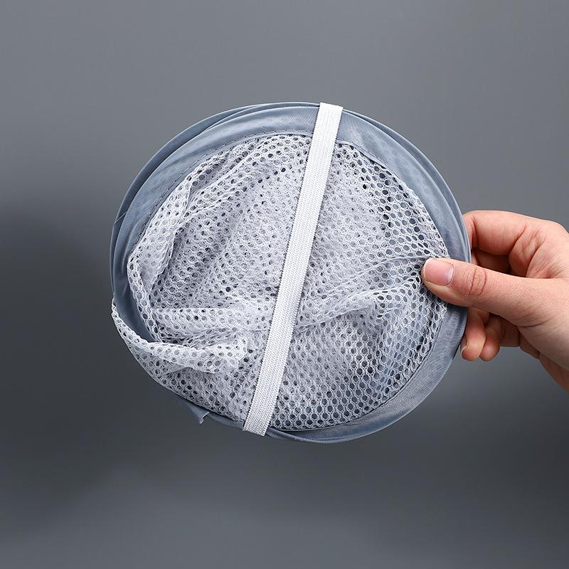 Wall Hanging Folding Laundry Basket Organizer Bathroom Dirty Clothes Mesh Storage Bag Household Basket Frame Bucket