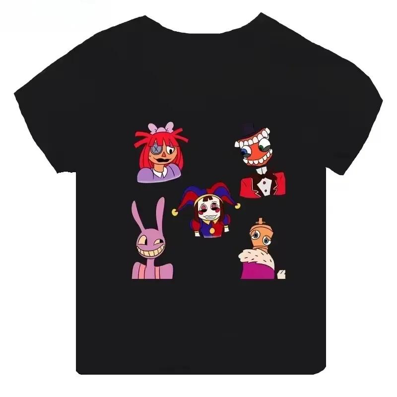Summer Cotton Children T-Shirts The Amazing Digital Circus Short Sleeve Boy Girl Cartoon Pomni Baby Top Casual Kids Clothes Tees