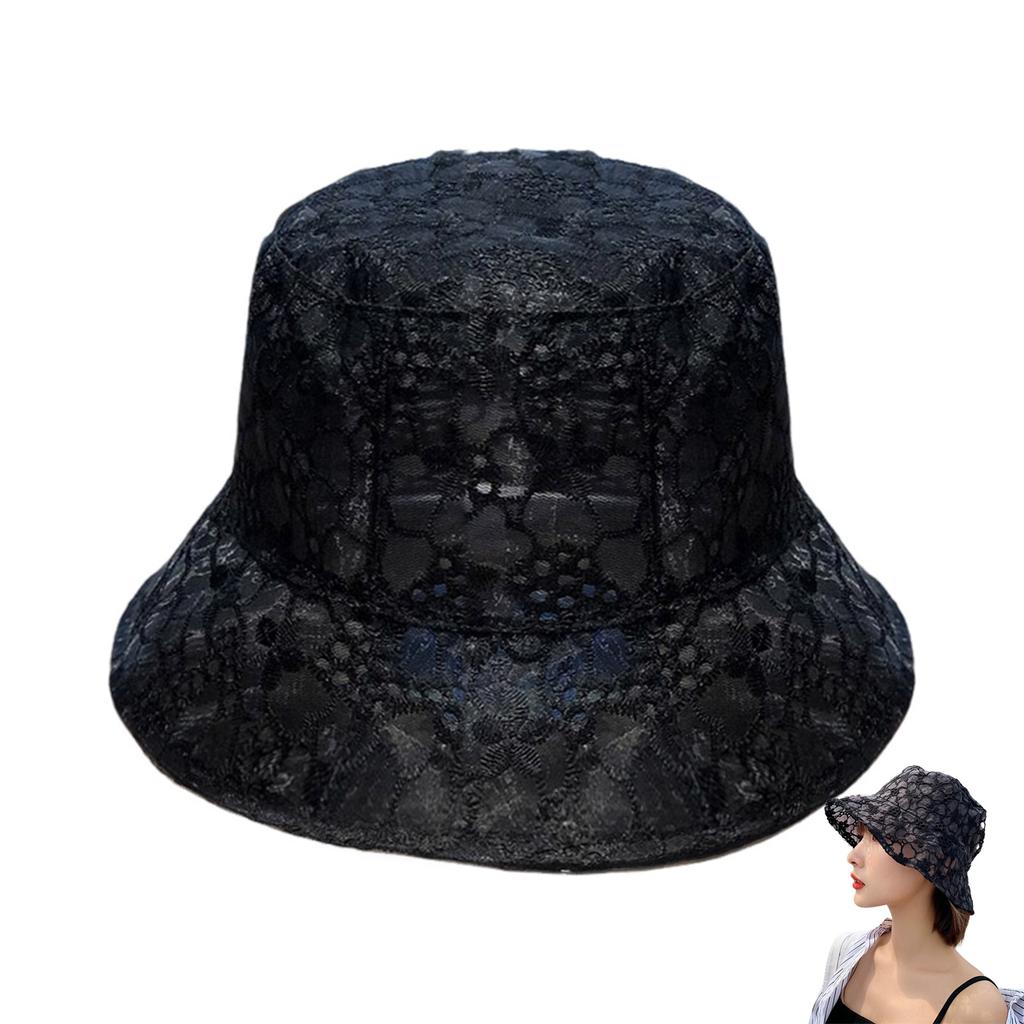 Outdoor Trendy Fisherman Hat Breathable Sun Protection Lace Sunshade Bucket Caps for Home Office Travel Hiking