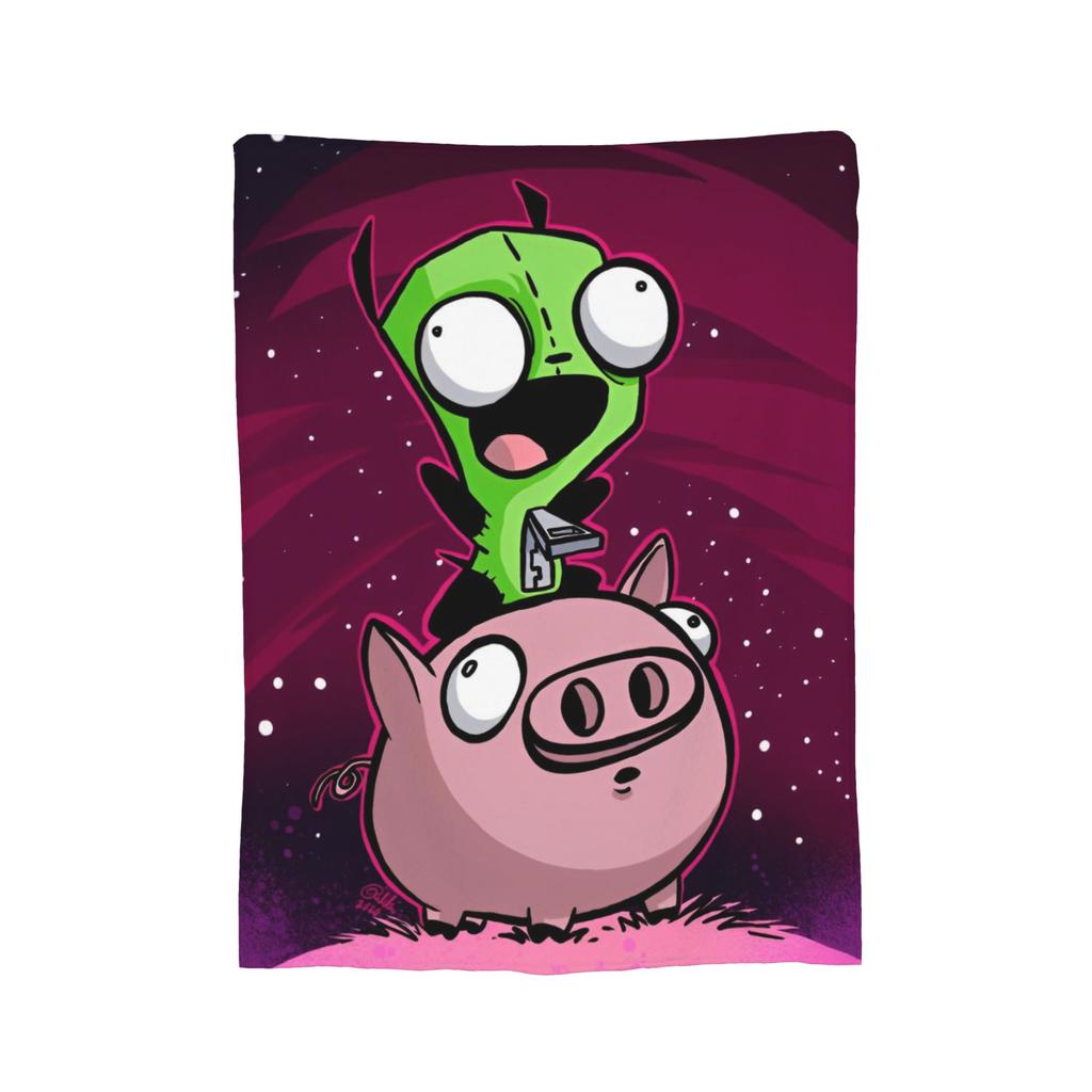 Invaders Zim Cartoon Blankets Flannel All Season Multi-Function Soft Throw Blanket For Bed Bedroom Bedspread