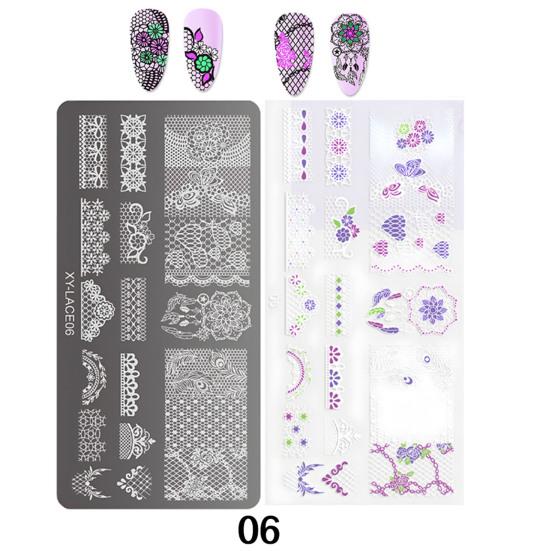 Stamping Plates Set Bows Flowers Lace Design Manicures Decoration Metal Plate Transfer Sweet Series Template