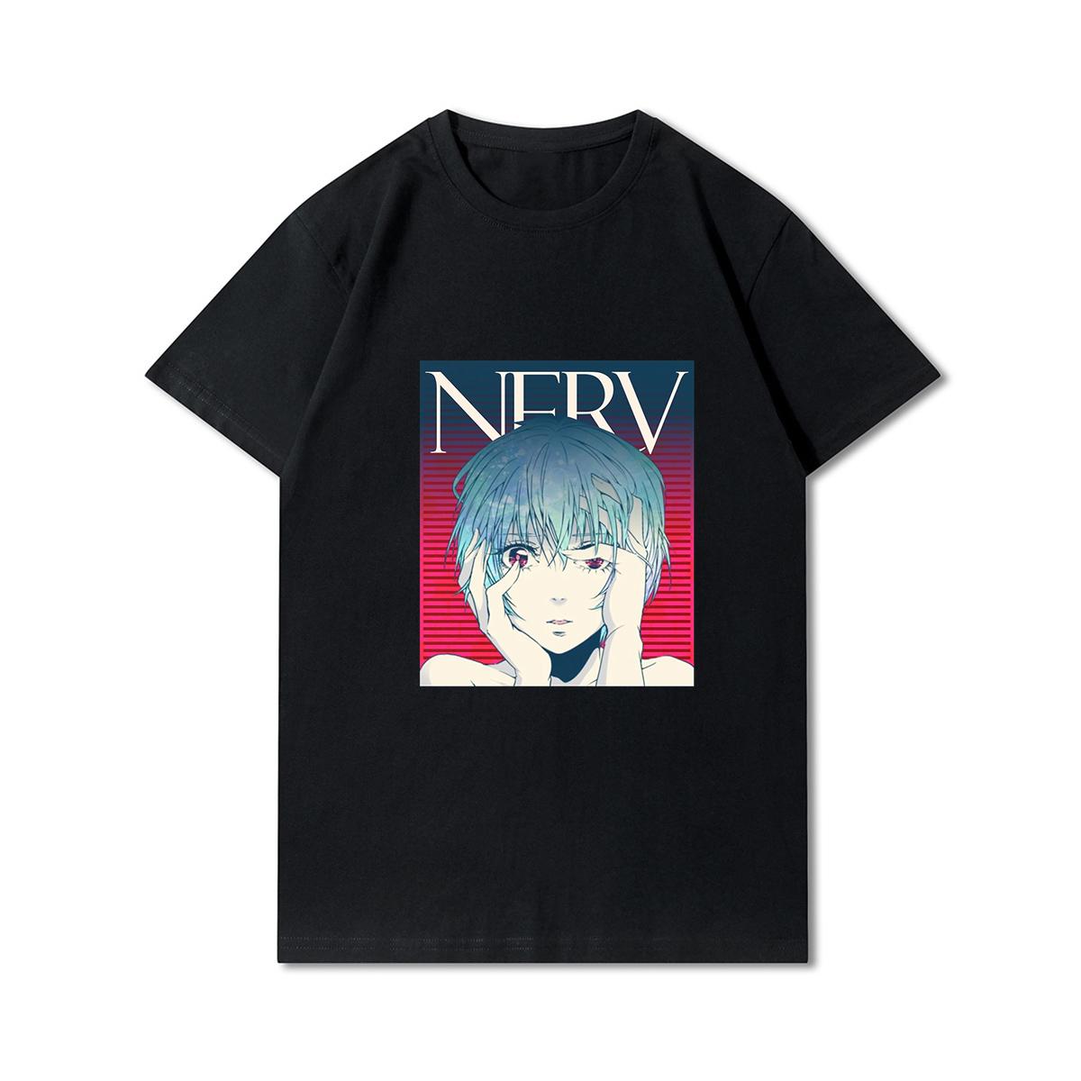 

Плюс размер S-3XL Evangelion печатные мужские футболки с круглым вырезом хлопковые топы летние аниме повседневные черные футболки XXL