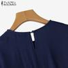 ZANZEA Women Casual Solid Color Round Neck Long Sleeve Blouses