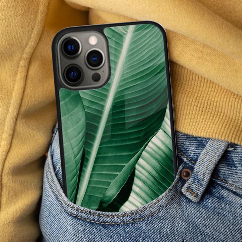 Retro Banana Leaf Plant Soft Phone Case for iPhone 17 Air 16e Pro max 15 Pro 13 14 Plus 11 12 MagSafe Magnetic Coque