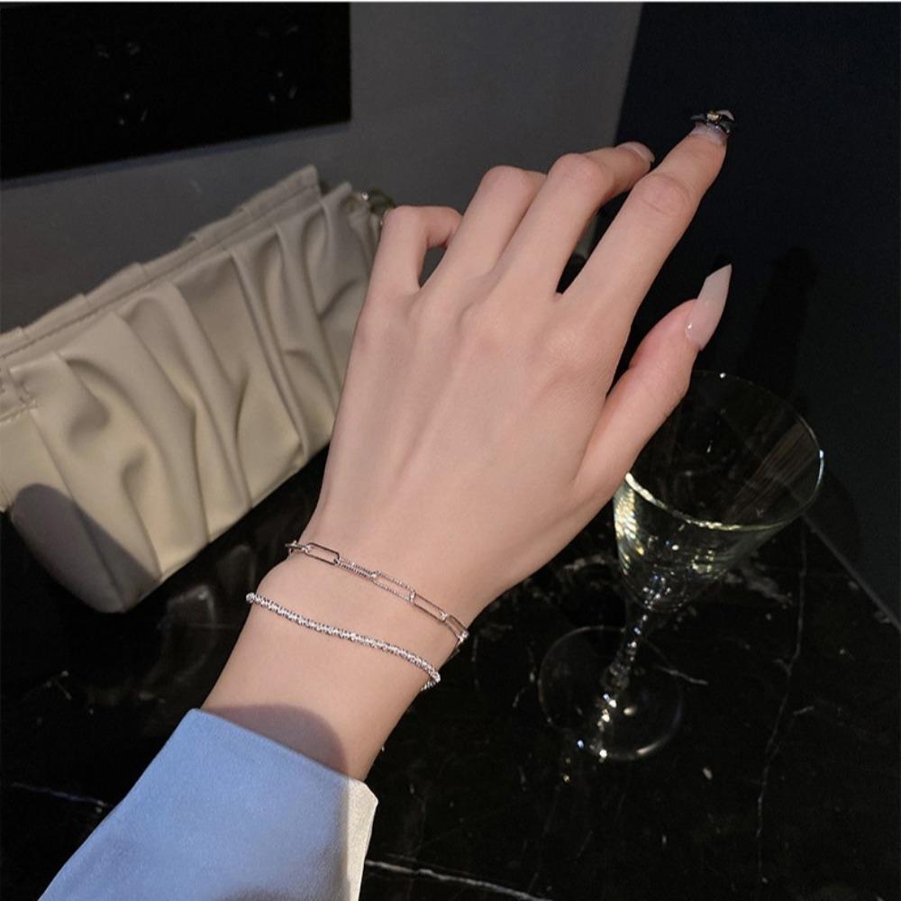 Silver Color Adjustable Bracelet Sparkling Women's Bracelet  Wedding Party Jewelry