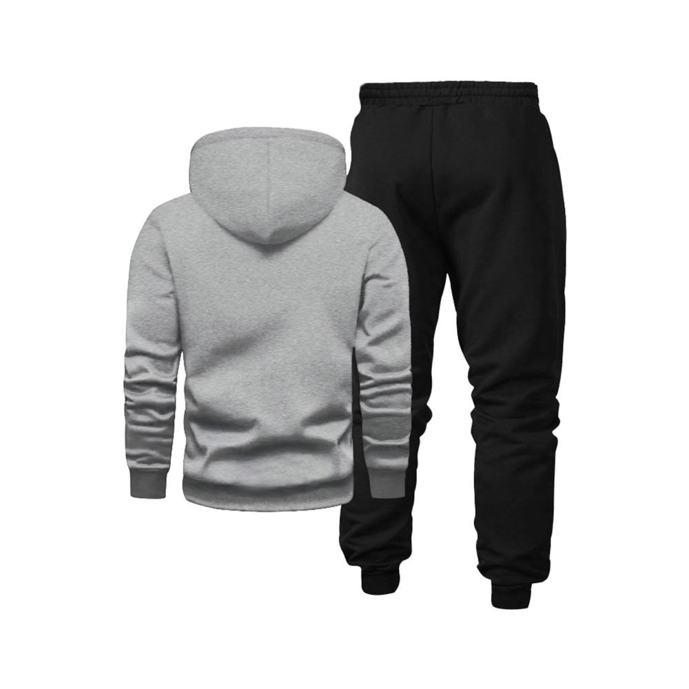 Men'S Two Piece Casual Hoodie Set with Drawstring, Suitable for Autumn And Winter, Featuring a Loose Fitting Top And Matching Sweatpants