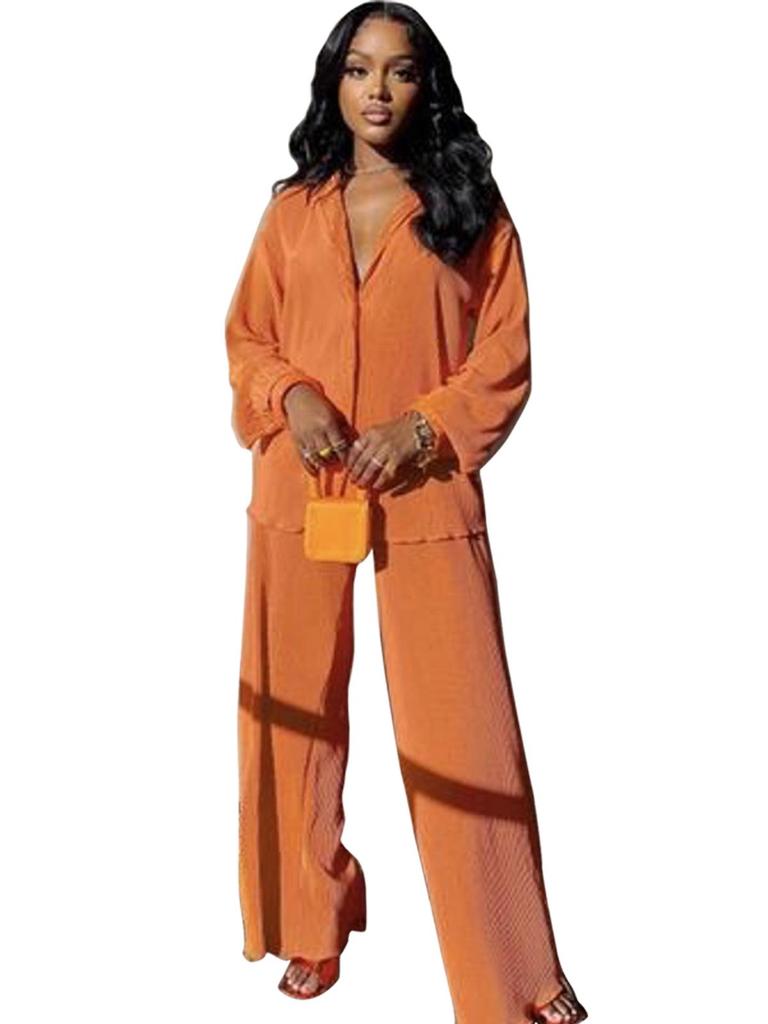 Elegant European & American Women's Solid Color Long Pants Two-Piece Set