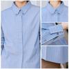 YUN Women's Casual Striped Cotton Long-Sleeve Shirt with Lapel
