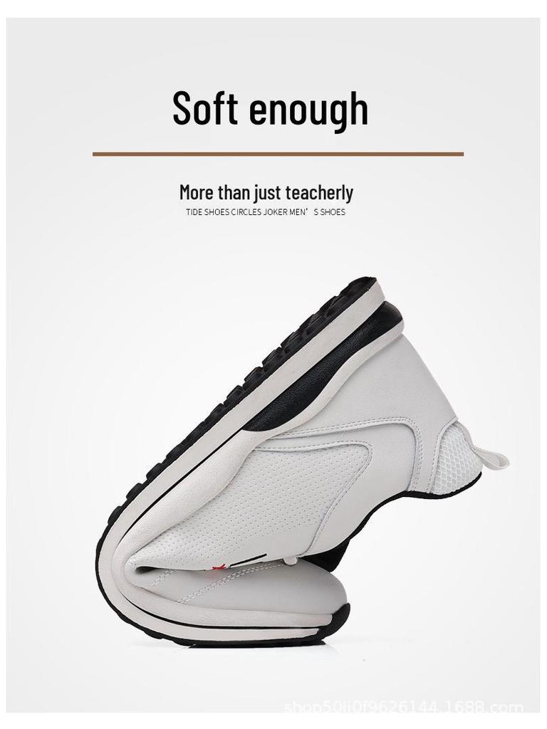 Herren 2025 Trend Echtes Leder Weiche Sohle Lässige Atmungsaktive Weiße Sneaker