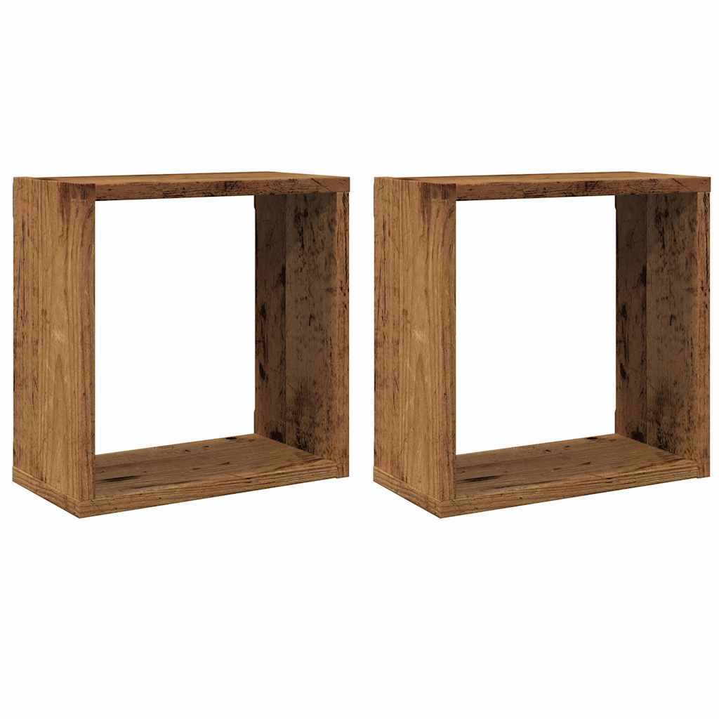 Cube Wall Shelves 2 pcs Rustic Wood Look 30 x 15 x 30 cm Engineered Wood