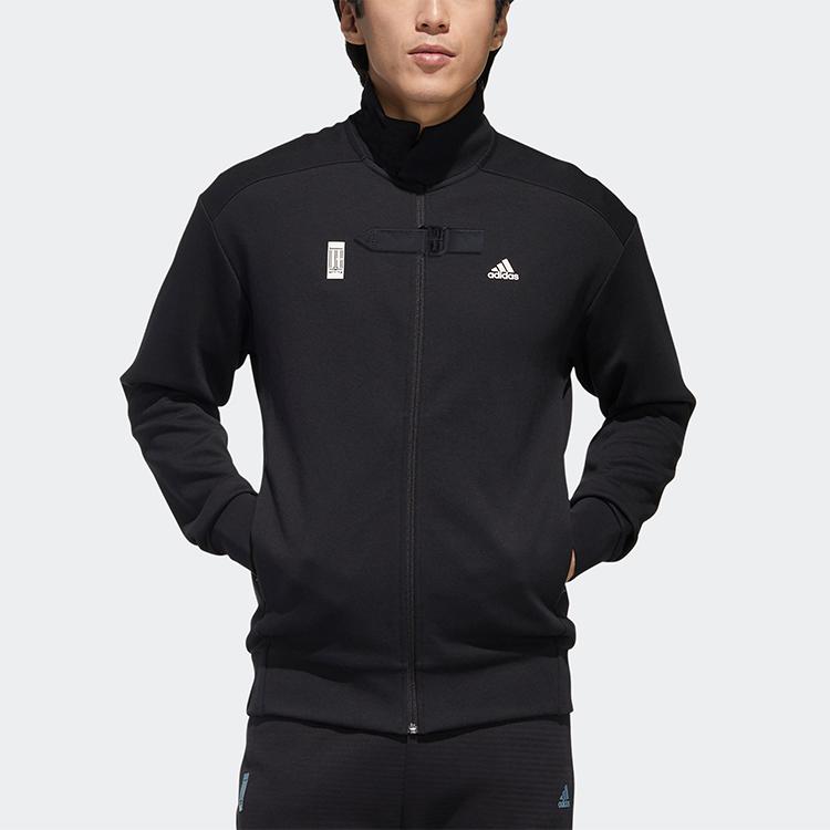 Adidas Stand Collar Casual Sports Jacket Men Jacket Black GM4455