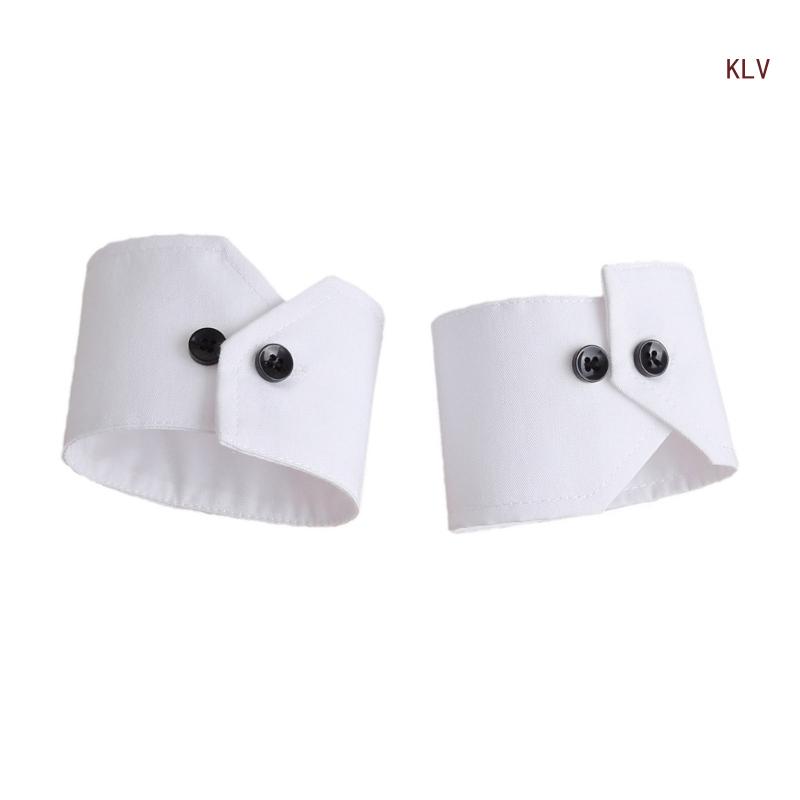 Simple Wrist Cuffs Detachable Wristband Elegant Black Buttons Shirt False Simple Cuffs for Sweater
