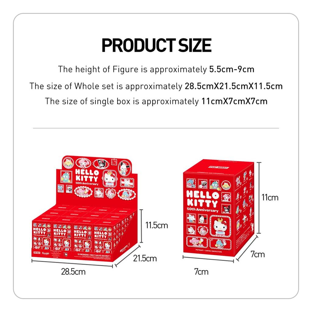 POP MART Sanrio characters Hello Kitty 50th Anniversary Series Box 12 Pop Mart Gacha Gacha Blind Box Figure Plastic Model Premium Toy PVC Soft Vinyl