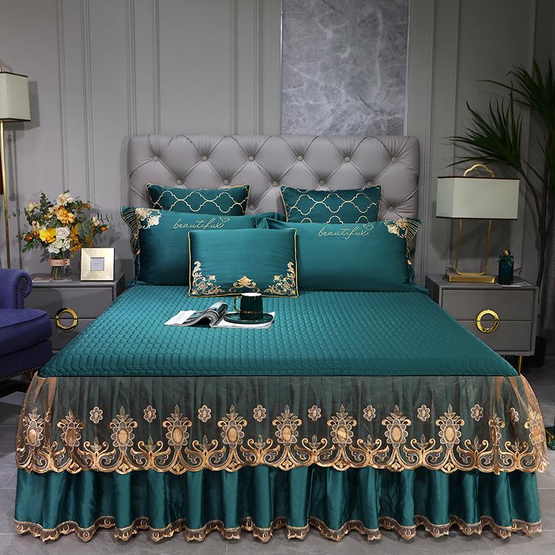 Tencel Modal Embroidered Bed Skirt Protective Cover Bed Skirt Bed Cover Single Non-Slip Mattress Fitted Sheet