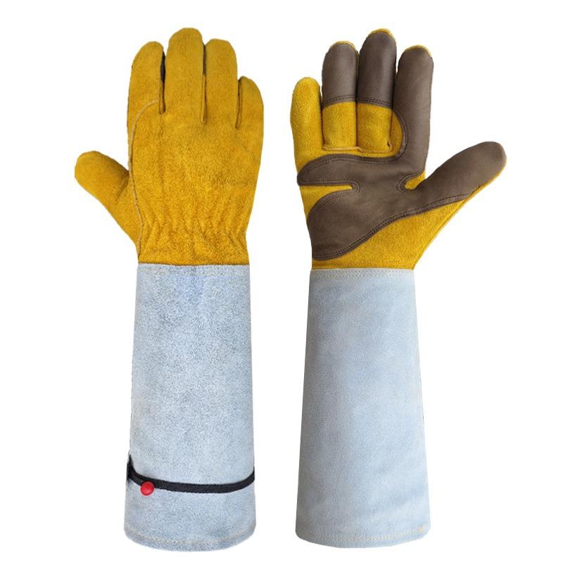 Cowhide Knee-High Gardening Gloves, Thorn-Proof Work Gloves, Labor Protection Gloves, Garden & Construction Site Use, Durable