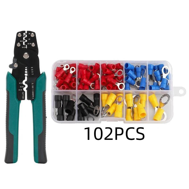Insulated Terminal Block Set with Crimping Pliers 102/280Pcs Durable Electrical Connectors Kit for Home Car Repair