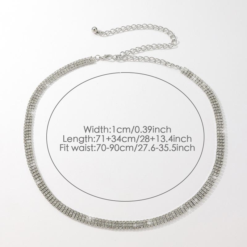 Gorgeous and Fashionable Women's Waist Chain Full Diamond Women's Light Luxury Style Elegant Blingbling Flash Drill Waist Chain