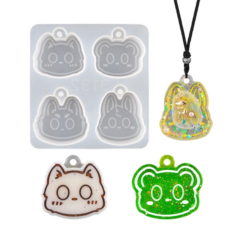 Pendant Silicone Mold,Cute Cats for Head Earrings Resin Mold for Necklace Keychain DIY Crystal Epoxy Resin Jewelry Ma
