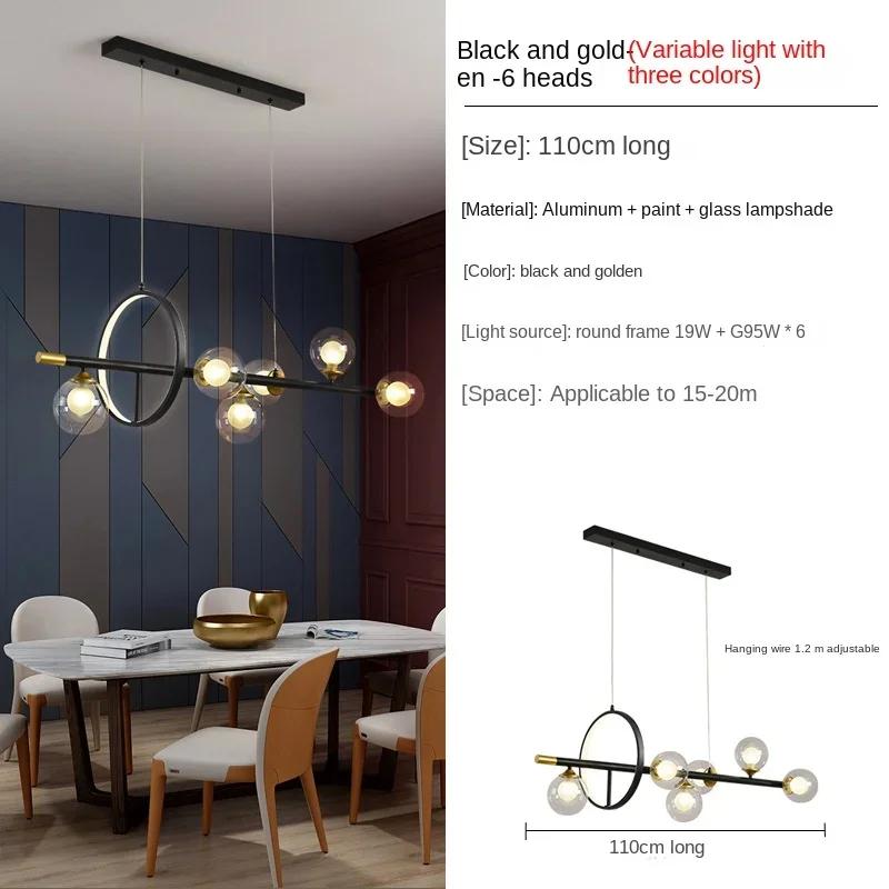 Modernă creativă transparentă bilă de sticlă negru lung LED candelabru Nordic de iluminat interioară Restaurant Cafe Birou Pendant Lampă