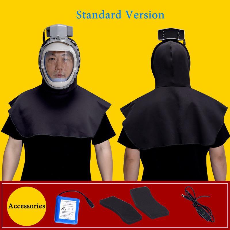 Heltäckande elektrisk lufttillförsel dammmask hatt dammtät huva cape för skördare polering slipning industriellt damm