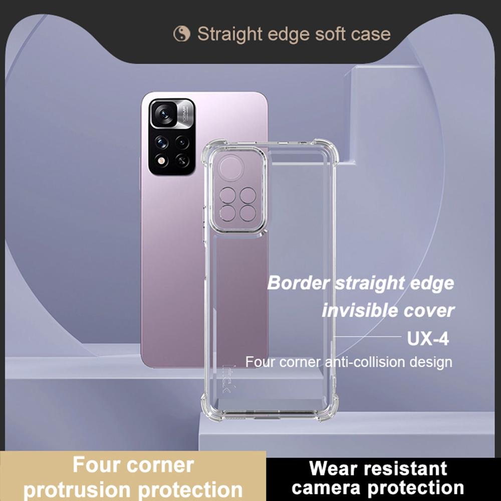 IMAK UX-4 Series TPU Case for Xiaomi Redmi Note 11 Pro+ 5G/Note 11 Pro 5G (China) (Mediatek)/Poco X4 NFC Straight Frame Clear Phone Cover