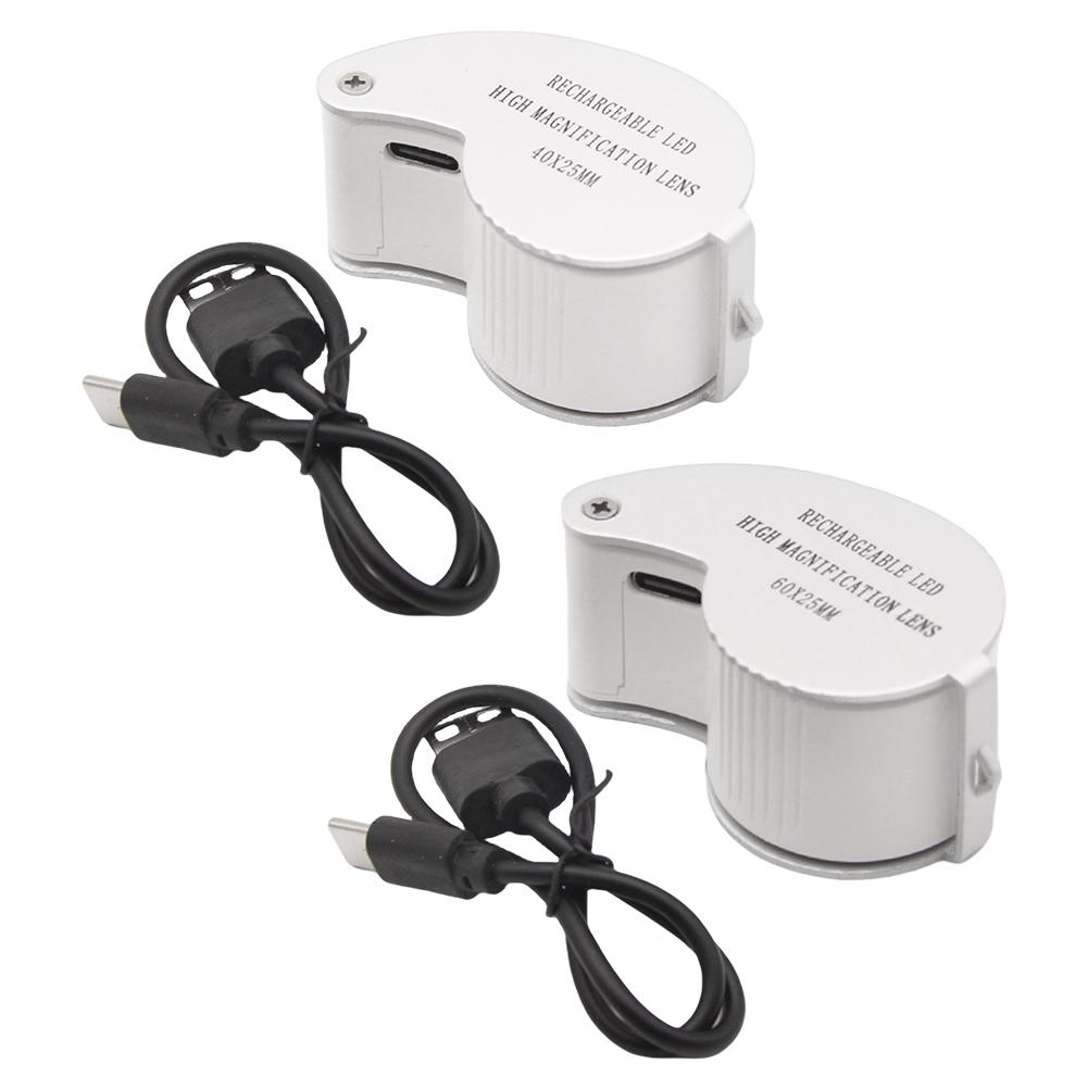 40X/60X Jewelers Loupe Magnifier with LED Light Pocket Folding Jewelers Loupe for Detecting Jewlers Identifying Type