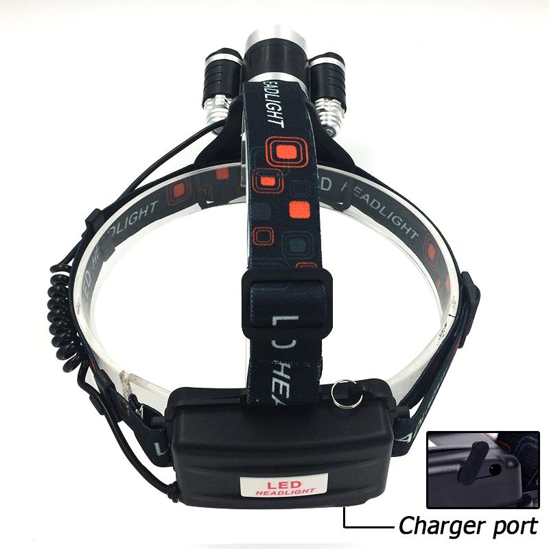 Lanterna frontală zoomabilă XM-L T6 Power Bank lampă de cap 15000 lumeni reîncărcabilă Lumini far frontal cu LED