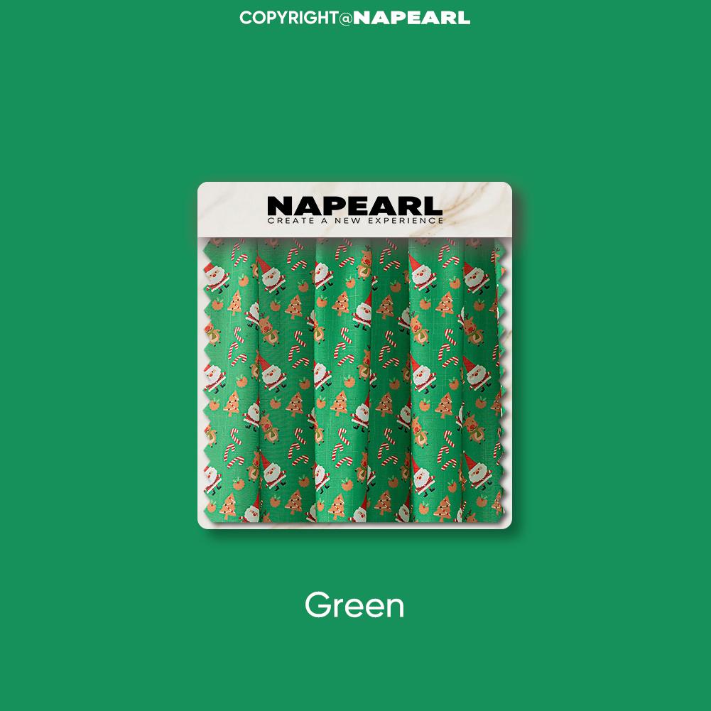 

1 шт. шторы полублэкаут в рождественском стиле NAPEARL с рисунком Санта-Клауса и лося, зеленые шторы для гостиной, спальни, балкона, окна, домашний декор W100cm x L130cm зелёный