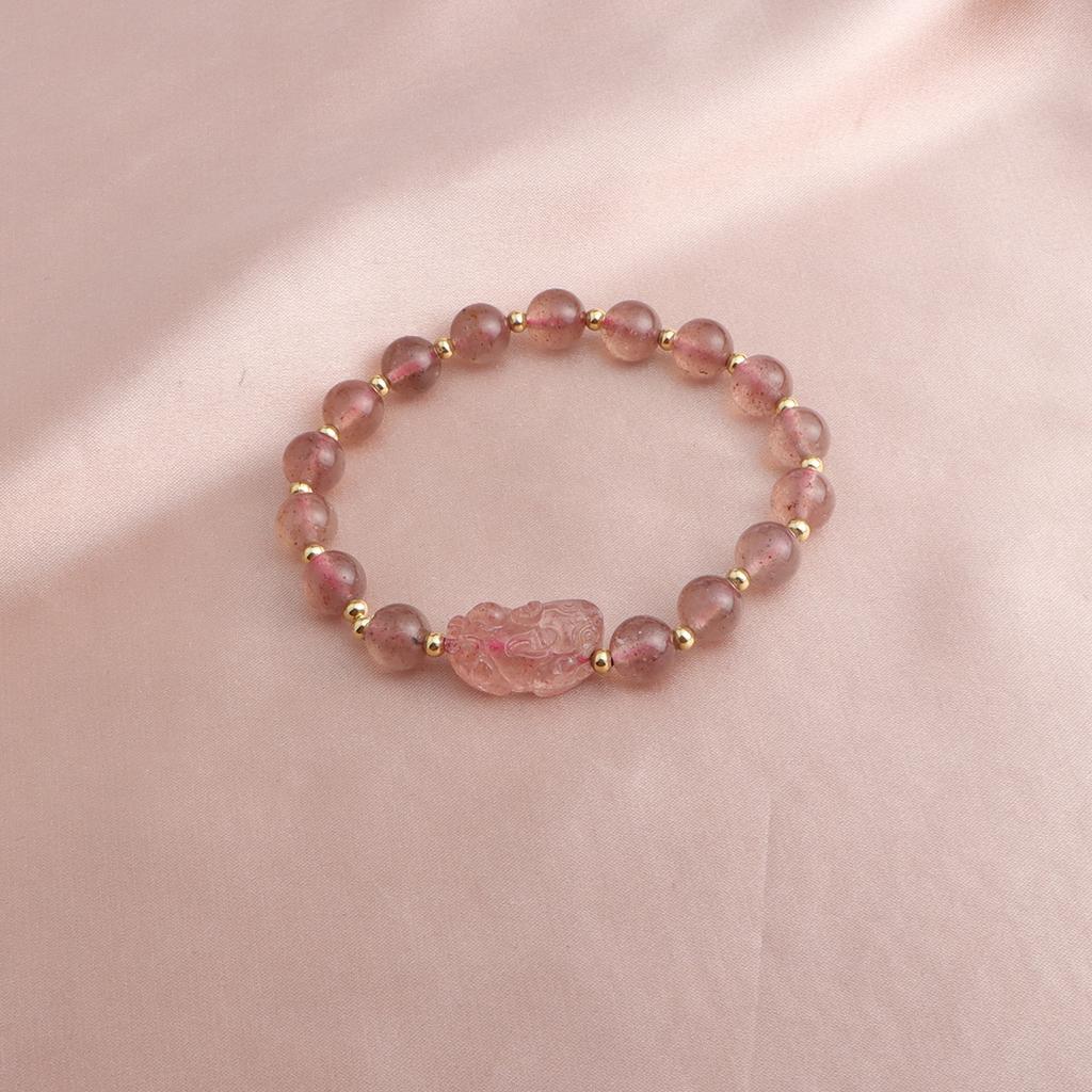 Douyin Live Bransoletka z Kryształem Truskawkowym Kamieniem Księżycowym Styl Chiński Pixiu Kryształowa Bransoletka Prezent dla Dziewczyny Bransoletka