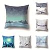 45x45cm Cartoon Fawn Snow Scene Pillow Cover Living Room Sofa Office Seat Car Waist Cushion Cushion Cover Home Decoration
