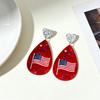 American USA Flag Earrings for Women Patriotic Red White Blue Cubic Zircon Dangle Drop Earrings, 4th of July Independence Day