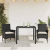 Vidaxl 3-Cz. Garden Furniture Set With Cushions, Black, Poly Rattan