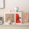 Mutton Fat Jade Ceramic Travel Tea Set - Large Covered Filter Cup Gift Box