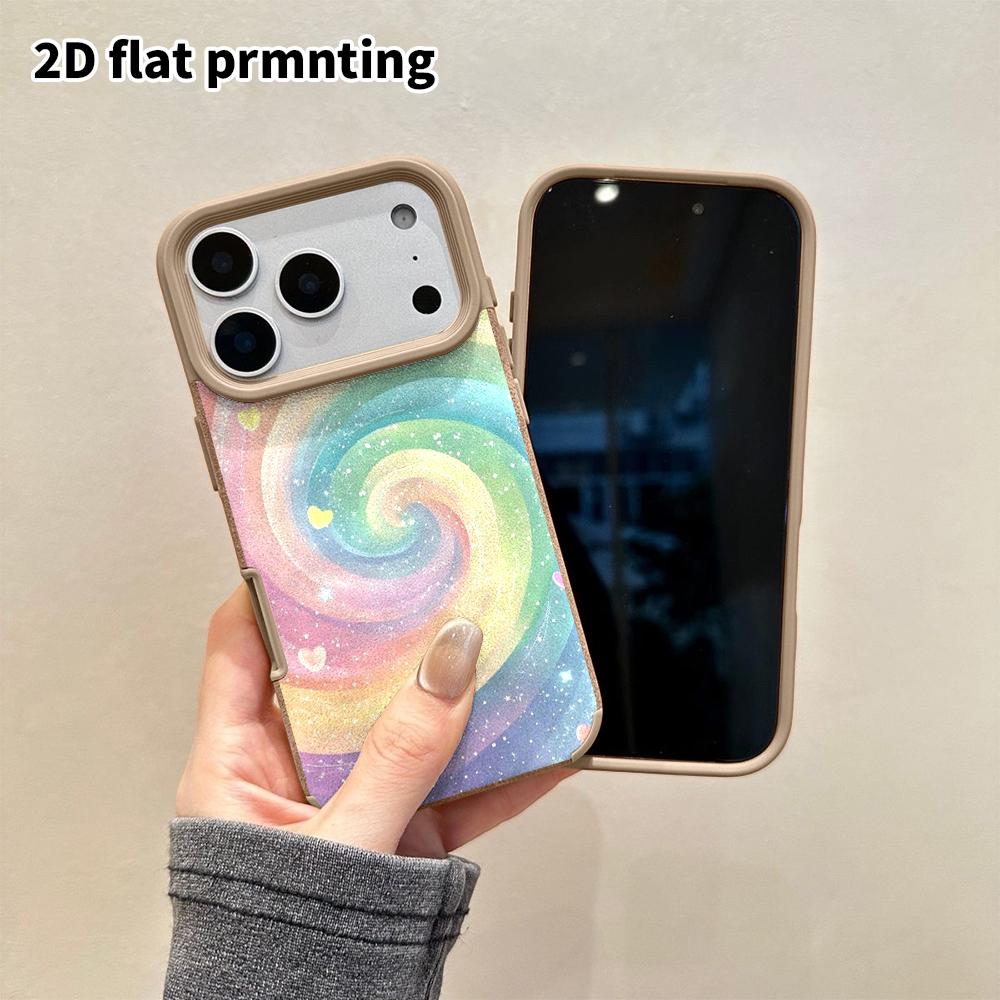 Phone Case: 2D flat lambskin suitable for iPhone 18 17 16 15 14 13Pro protective case, swirl candy heart, Christmas and Halloween gifts