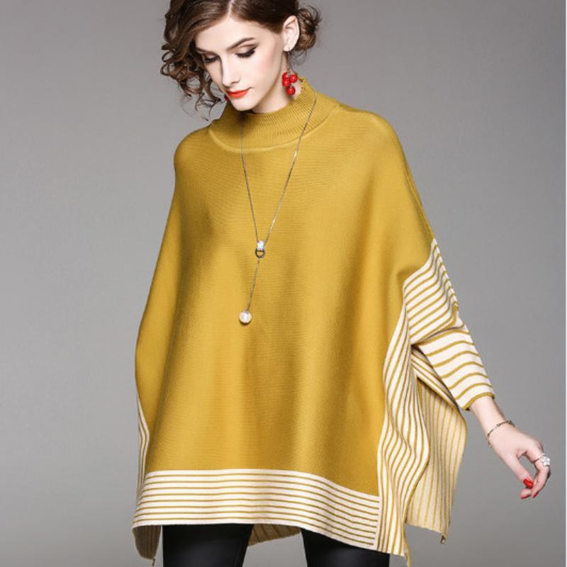 Primavera e autunno manica a pipistrello mantello pullover maglione scialle sottile maglione allentato donna versatile temperamento maglione allentato