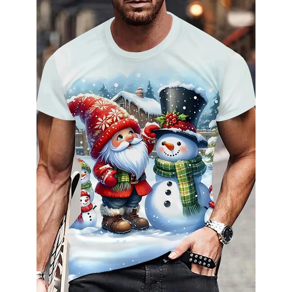 2026 Vánoční 3D tištěné tričko Kreslené grafické tričko pro muže Sobí Cukroví Grafická trička Dárky Oversized tričko