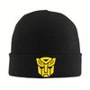 Custom Yellow Transformer Autobot Skullies Beanies Caps Men Women Unisex Streetwear Winter Warm Knit Hat Adult  Bonnet Hats