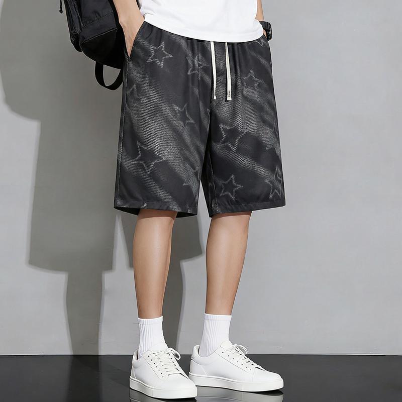 Men's Plus Size Star Print Tie Dye Casual Shorts – Elastic Waist Drawstring Loose Fit Summer Shorts (5XL-11XL)