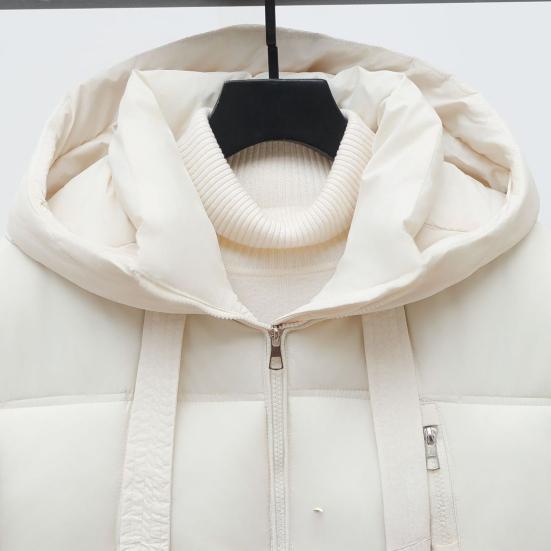 Long Puffer Jacket for Women Winter Warm Hooded Coat with Zip Thickened Long Sleeve Down Coat with Pockets