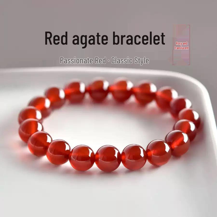 Red Agate Chalcedony Jade Bracelet for Women with Genuine Loose Beads