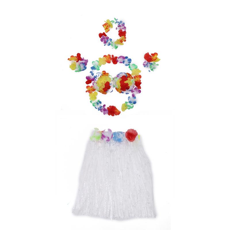 Children's Hawaiian Grass Skirt Costume Set - 6 Pieces, 40cm