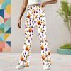Girls Cartoon Potted Carnivorous Plant Print White High Waist Flare Pants