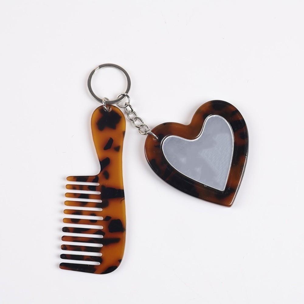 Mini Heart Makeup Mirror Keychain Simple Keychain Pendant Creative Comb Mirror Keychain Gift 06