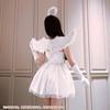 Costume d'Halloween pour Adulte Robe Ailes d'Ange Noir et Blanc Costume Cosplay Sorcière Démon Sexy