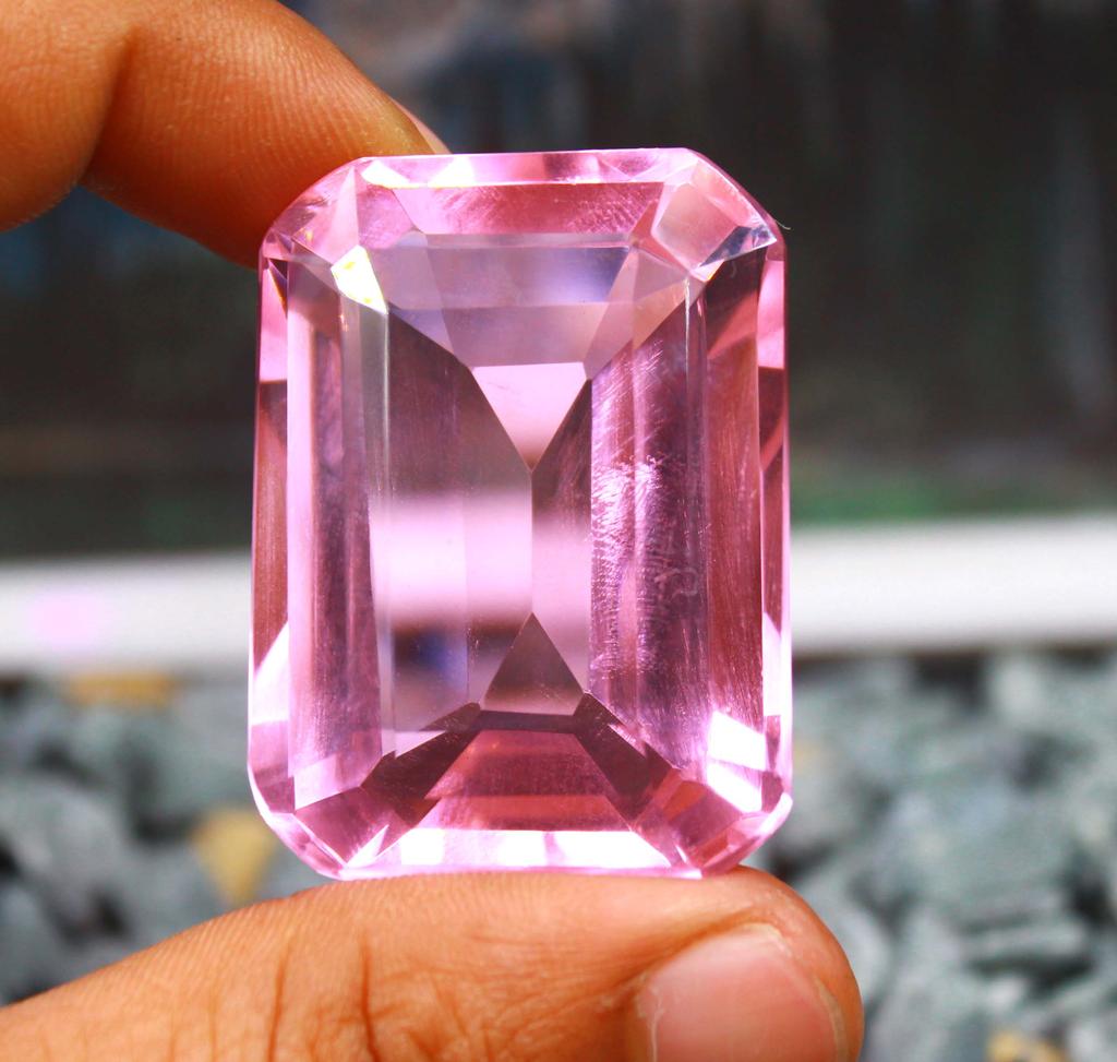 Wonderful Big Offer 161.80 Carat Pink Topaz Lab Created Emerald Shape Certified Gemstone SN634